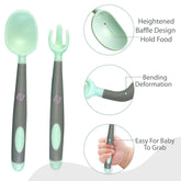 Baby Spoon and fork Set for Baby Feeding (Green)